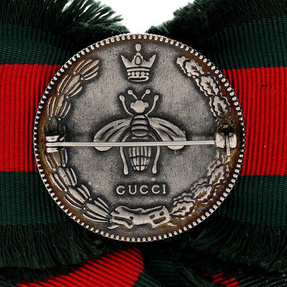 Gucci Grosgrain Web Pearl Crystal Bow Brooch 3 of 3
