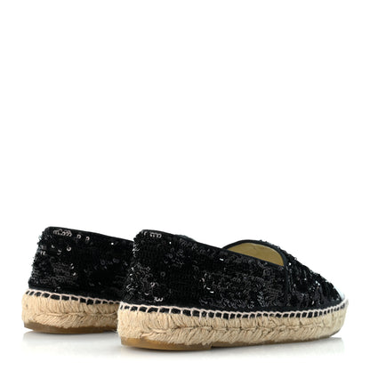Chanel Patent Sequin CC Espadrilles 38 Black 5 of 10