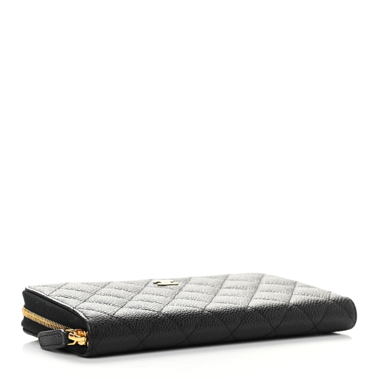 Caviar Quilted Large Gusset Zip Around Wallet Black