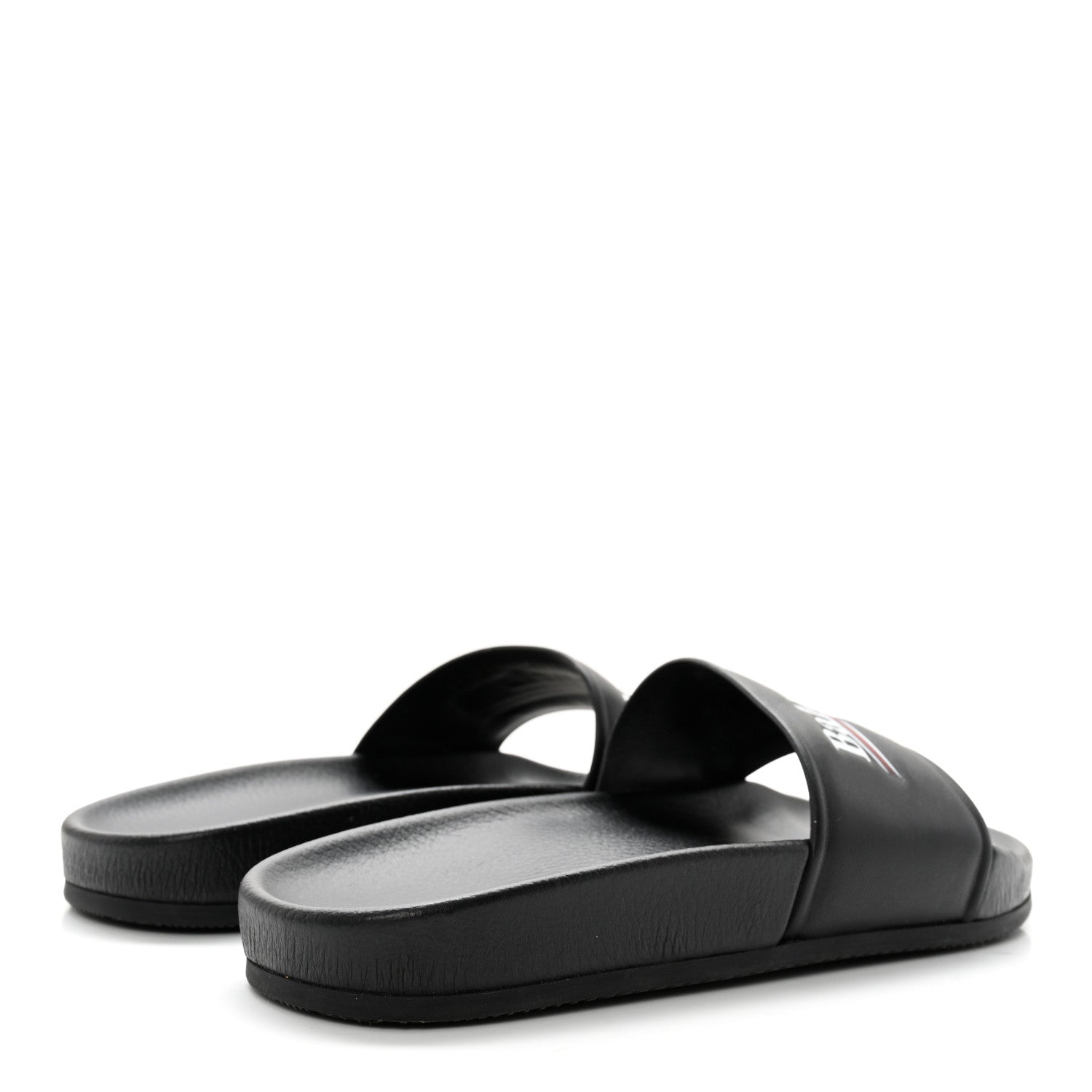 Balenciaga Nappa Political Campaign Logo Womens Pool Slide Sandals 38 Black White Vermillon 4 of 8
