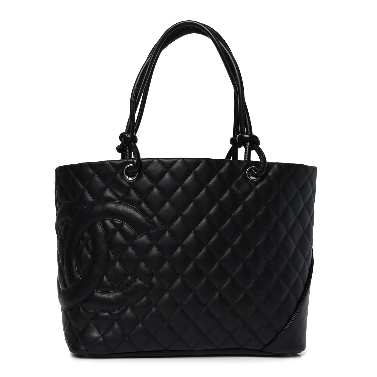 Calfskin Quilted Large Cambon Tote Black