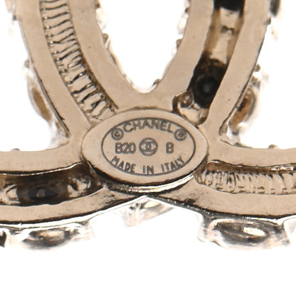 Chanel Crystal Pearl CC Dazzling Domino Earrings Gold Black 4 of 4