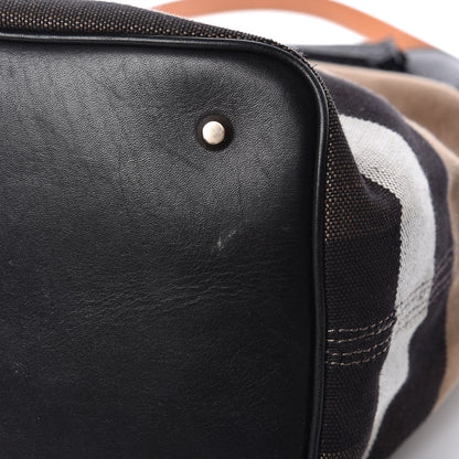 Burberry Grainy Calfskin Canvas Mega Check Medium Ashby Tassel Hobo Black 15 of 19