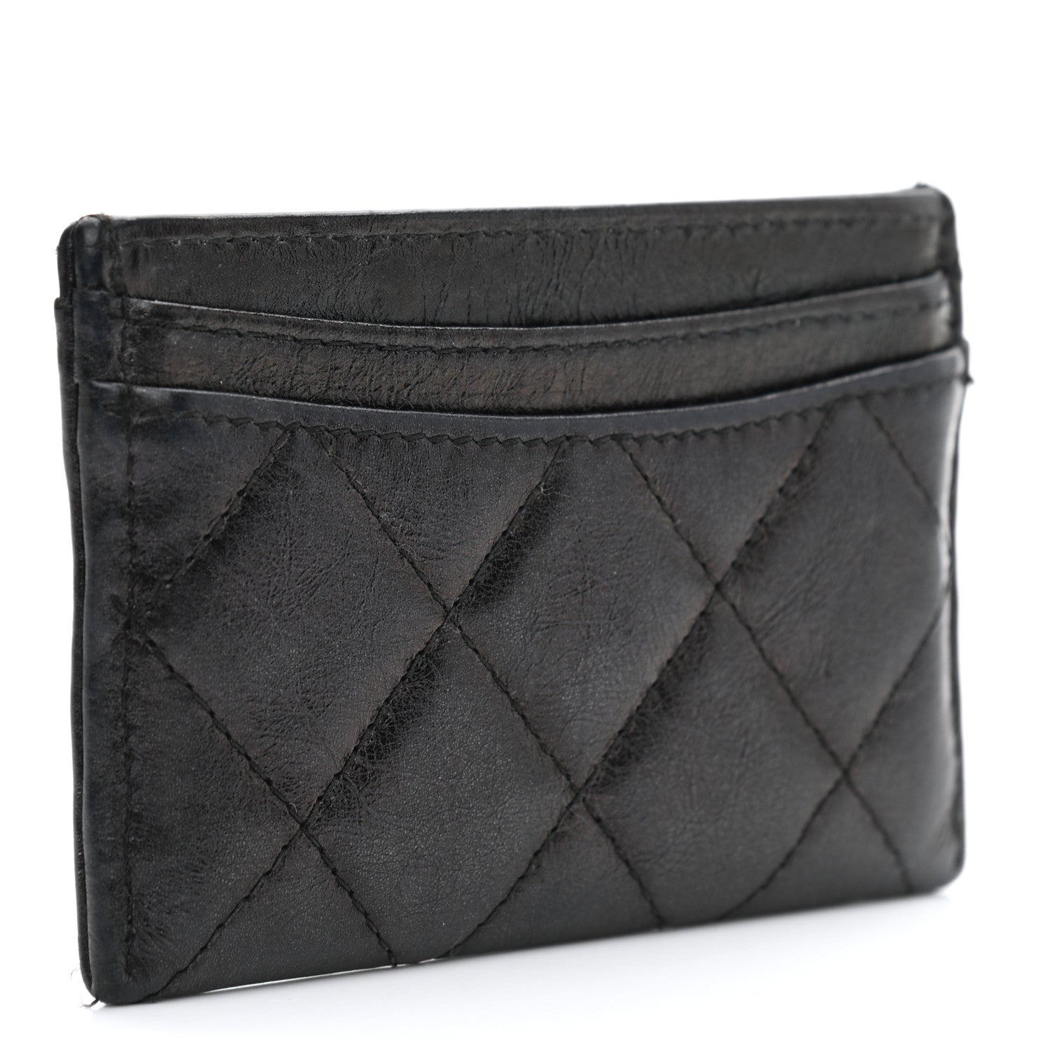 Chanel Metallic Aged Calfskin Quilted Reissue Card Holder Charcoal 3 of 9