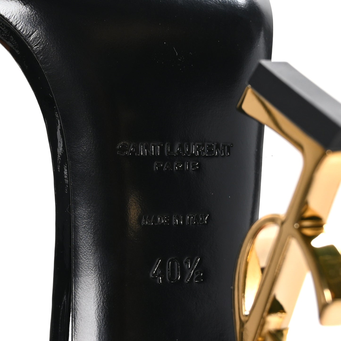 Patent Calfskin Opyum 110 Sandals 40.5 Black Gold