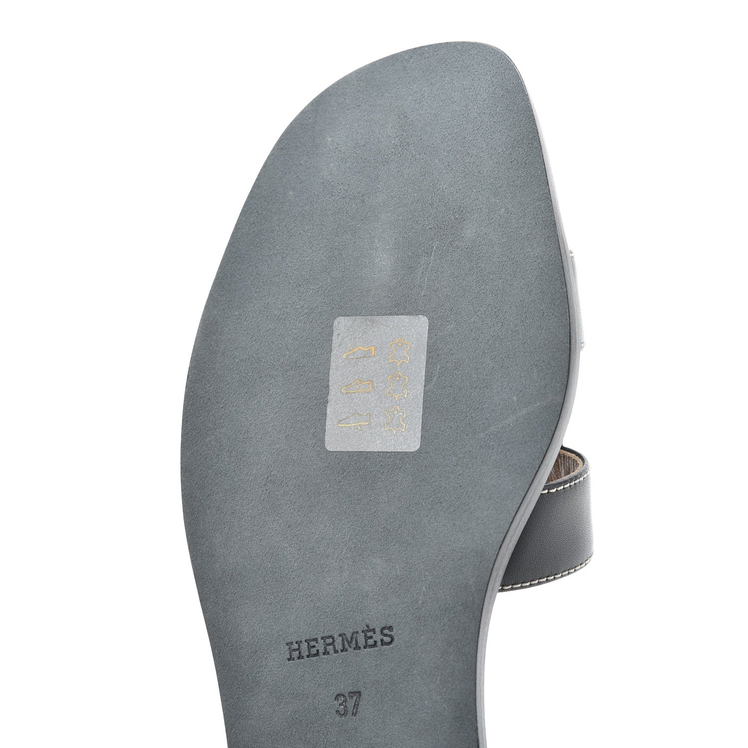 Hermes Box Calfskin Oran Sandals 37 Black 12 of 13