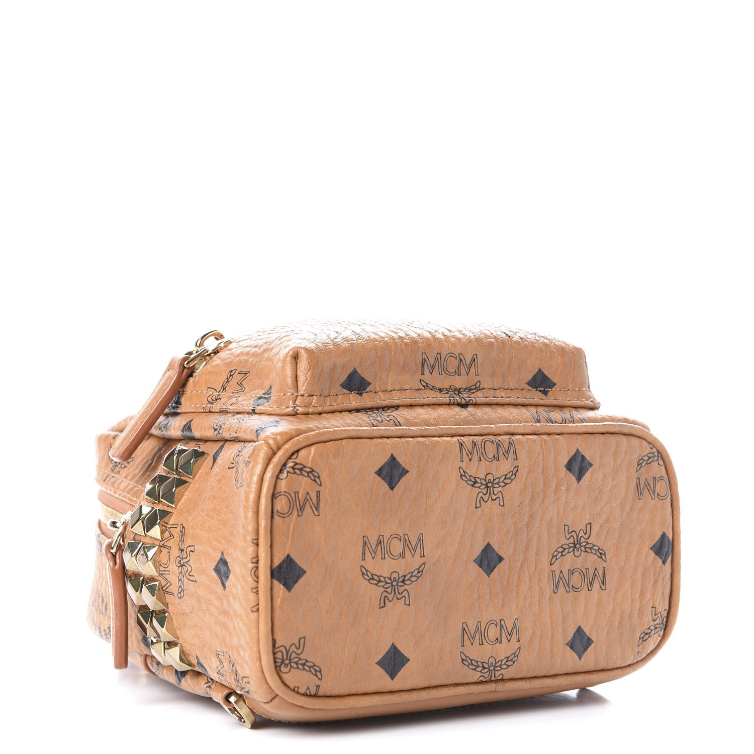 MCM Visetos Side Stud X-Mini Stark Bebe Boo Backpack Cognac 3 of 9