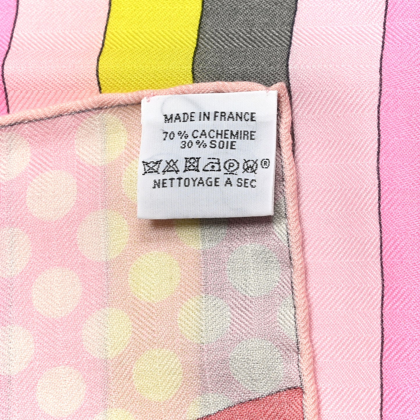 Cashmere Silk Faubourg Rainbow Shawl 140 Rose Jaune Vif Etoupe