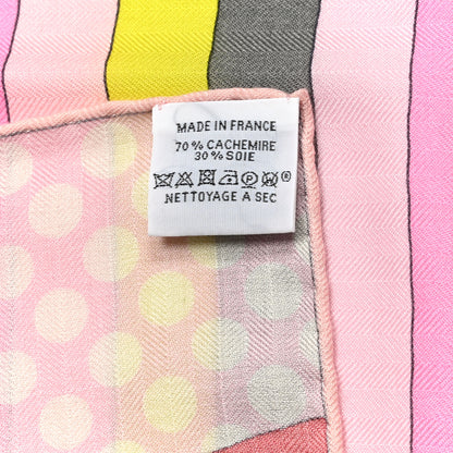 Hermes Cashmere Silk Faubourg Rainbow Shawl 140 Rose Jaune Vif Etoupe 4 of 7