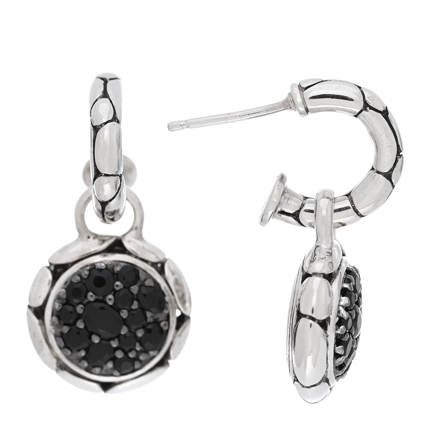 Sterling Silver Black Sapphire Kali Batu Drop Earrings