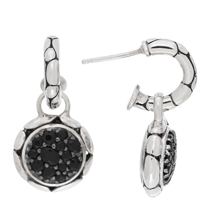 John Hardy Sterling Silver Black Sapphire Kali Batu Drop Earrings 1 of 3