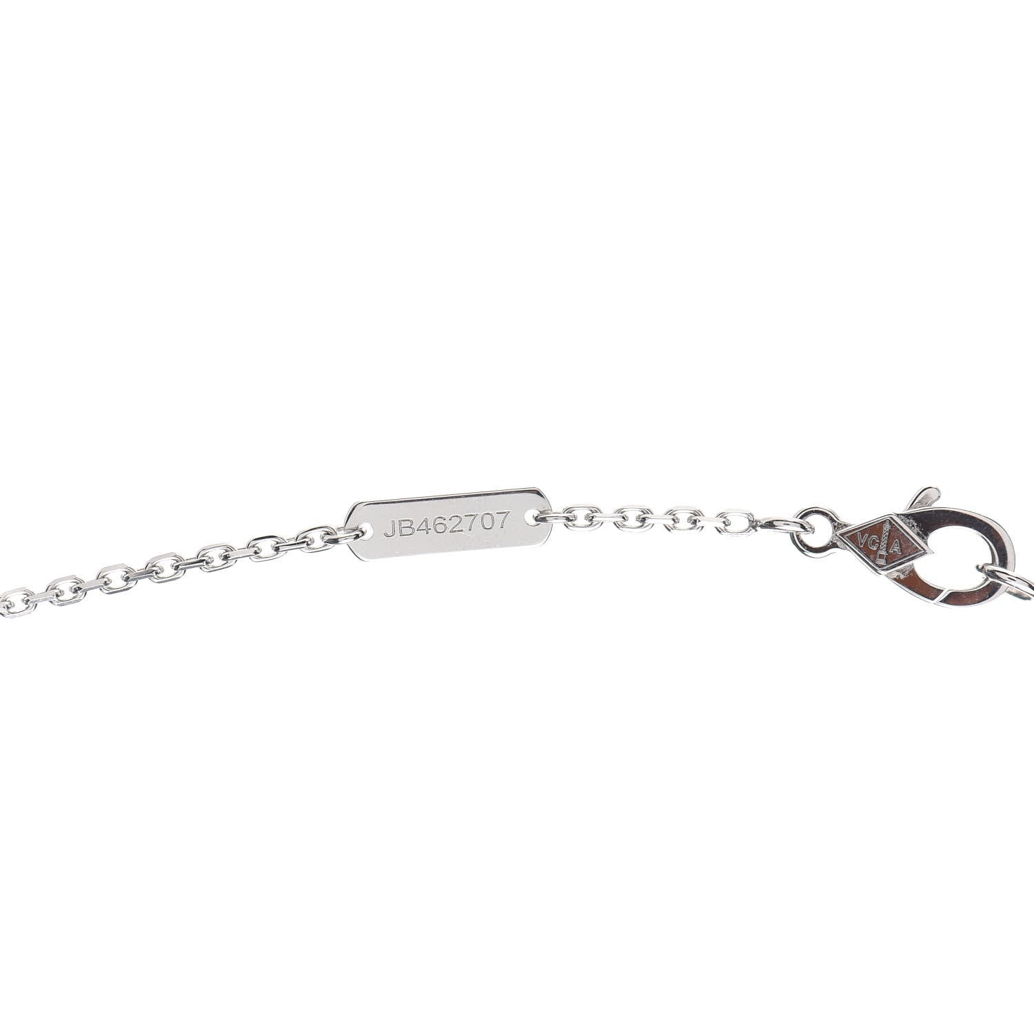 Van Cleef & Arpels 18K White Gold Chalcedony Vintage Alhambra Pendant Necklace 6 of 7