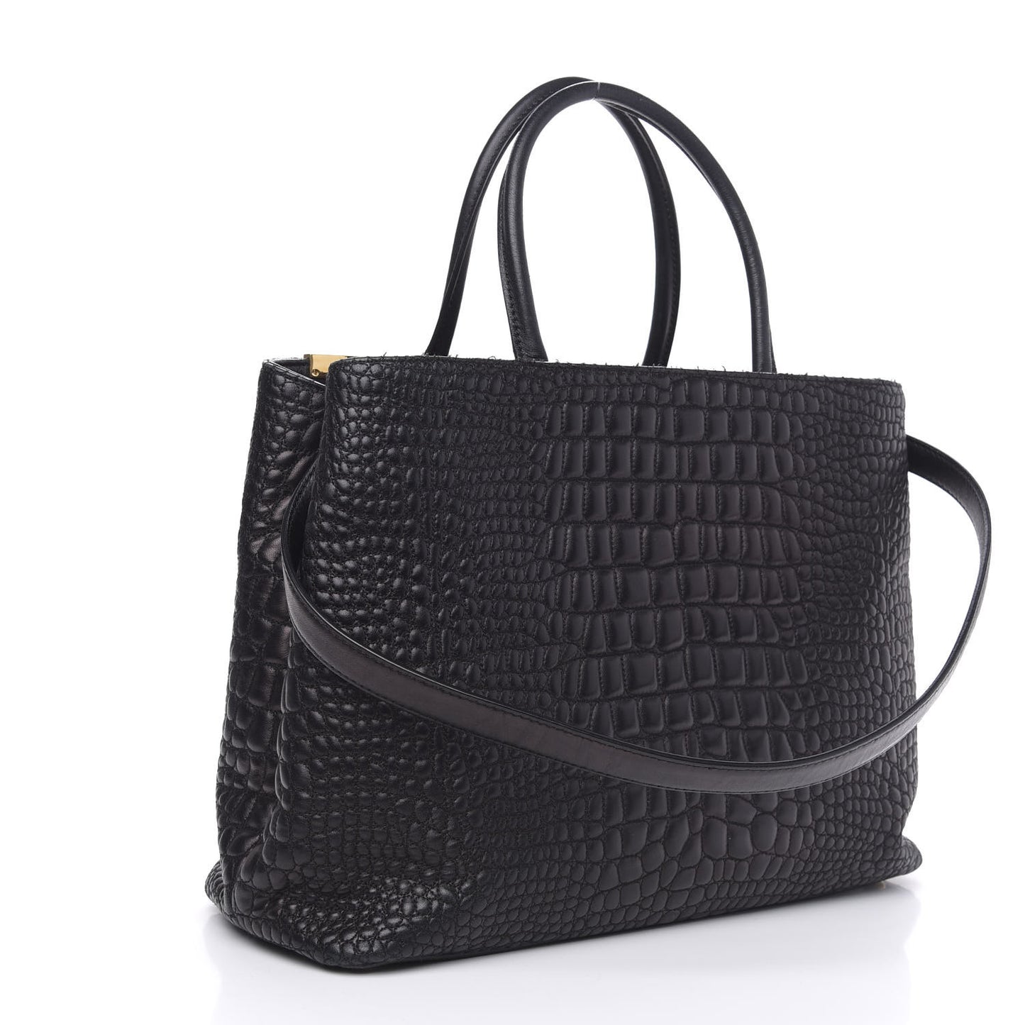 Nappa Crocodile Trapuntata Medium 2Jours Tote Black