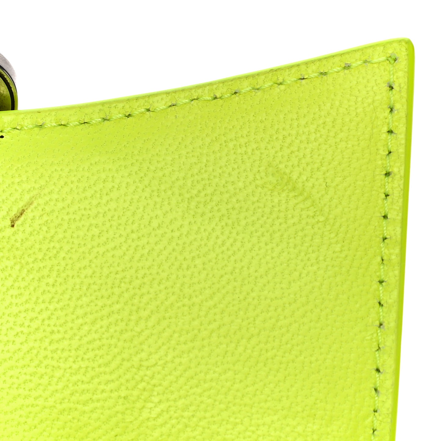 Semi Shiny Calfskin Crocodile Embossed Hourglass Top Handle Bag Mini Fluo Yellow