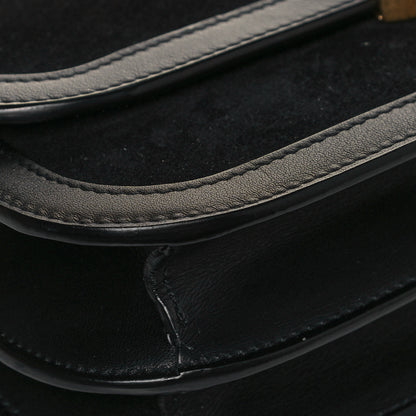 Saint Laurent Suede Smooth Calfskin Monogram Medium Solferino Soft Satchel Black 8 of 12