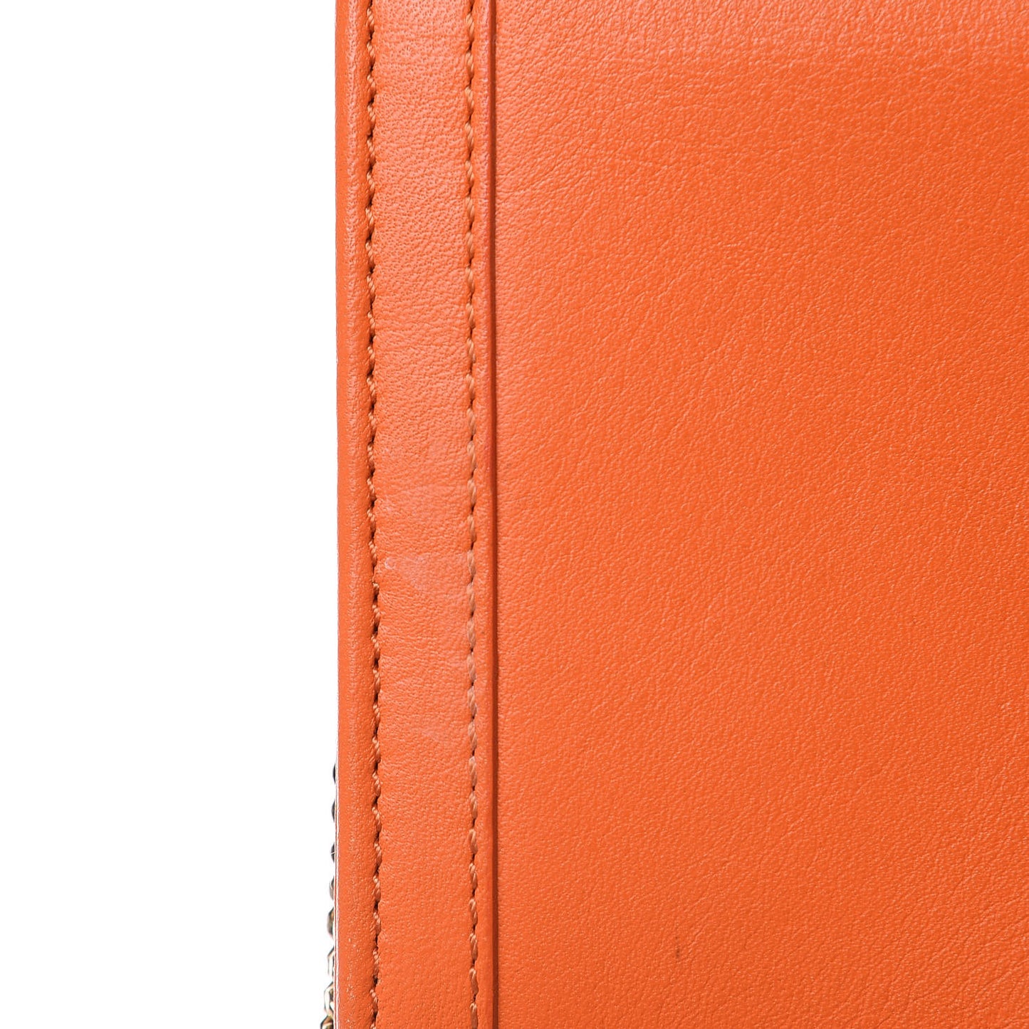 Calfskin Chain Flap Wallet Orange