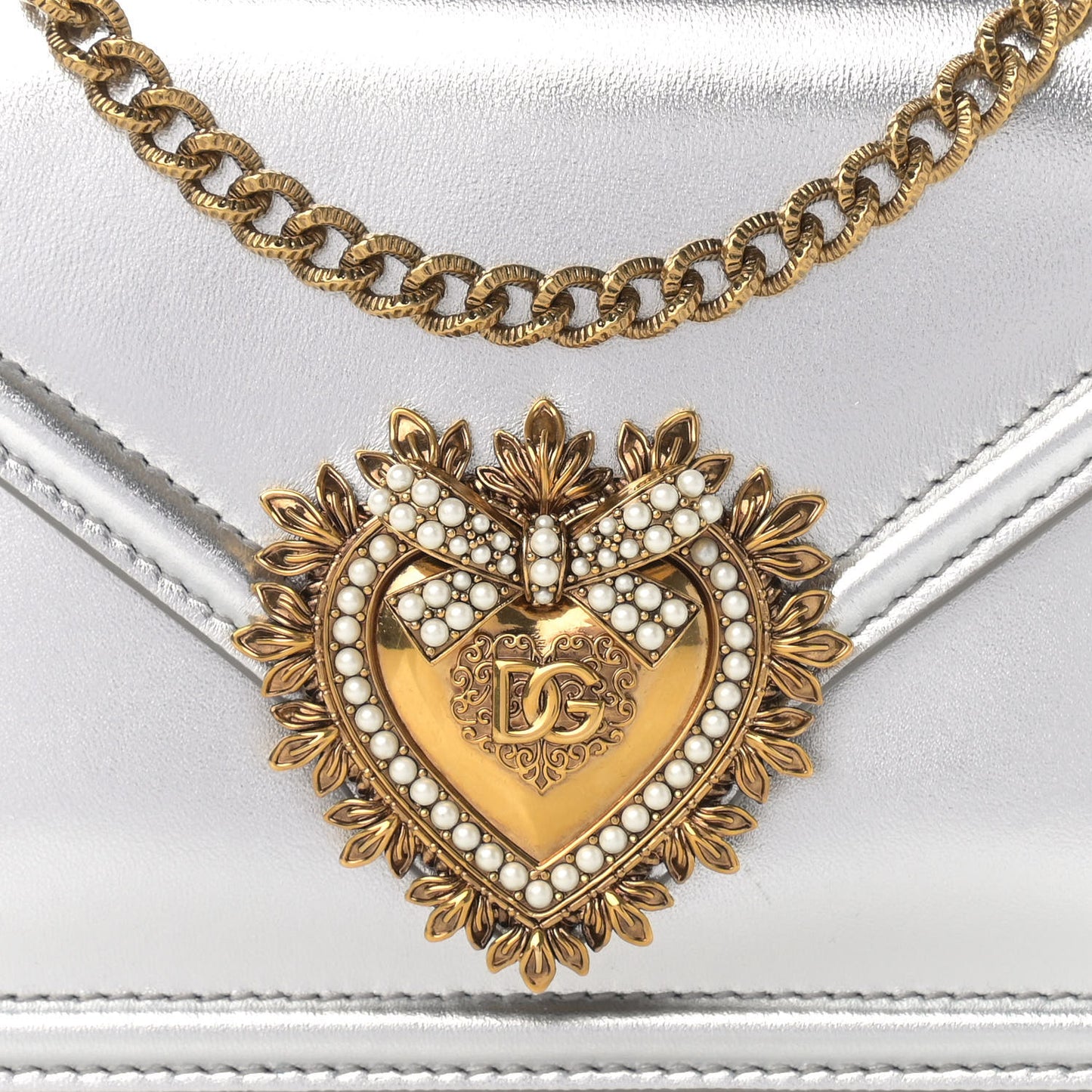 Metallic Nappa Small Devotion Top Handle Bag Silver