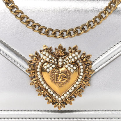 Dolce & Gabbana Metallic Nappa Small Devotion Top Handle Bag Silver 10 of 11