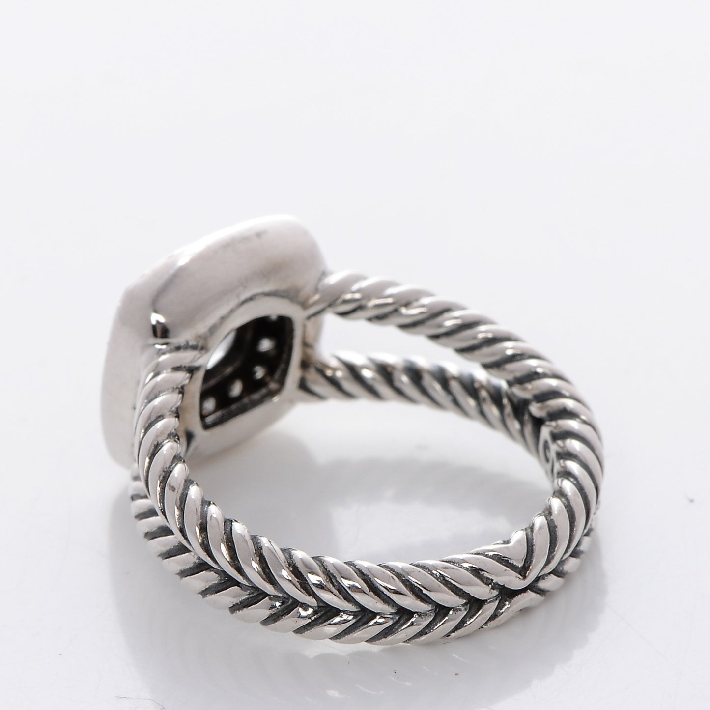 Sterling Silver Diamond White Topaz 7mm Petite Albion Ring 52 6