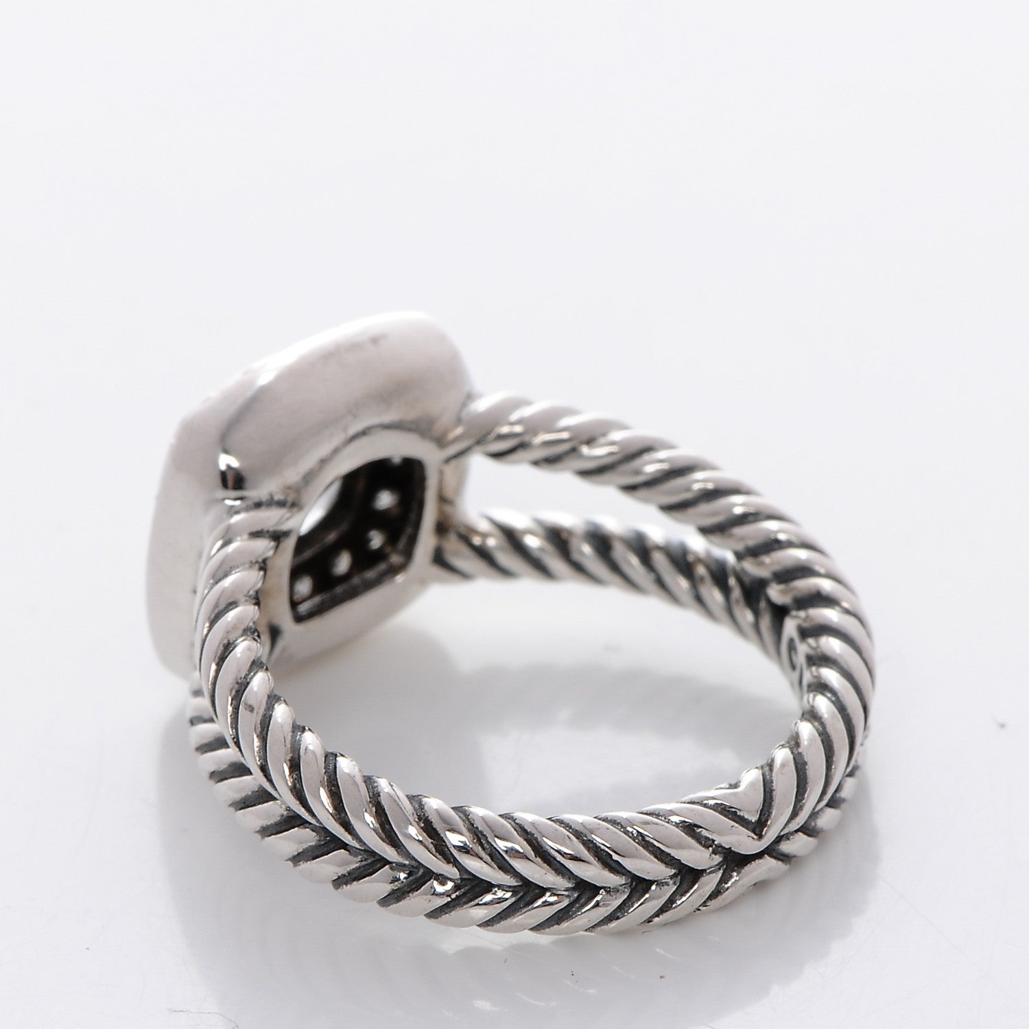 David Yurman Sterling Silver Diamond White Topaz 7mm Petite Albion Ring 52 6 3 of 5