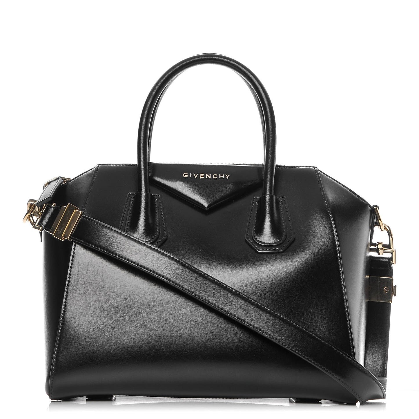 Shiny Lord Calfskin Small Antigona Black