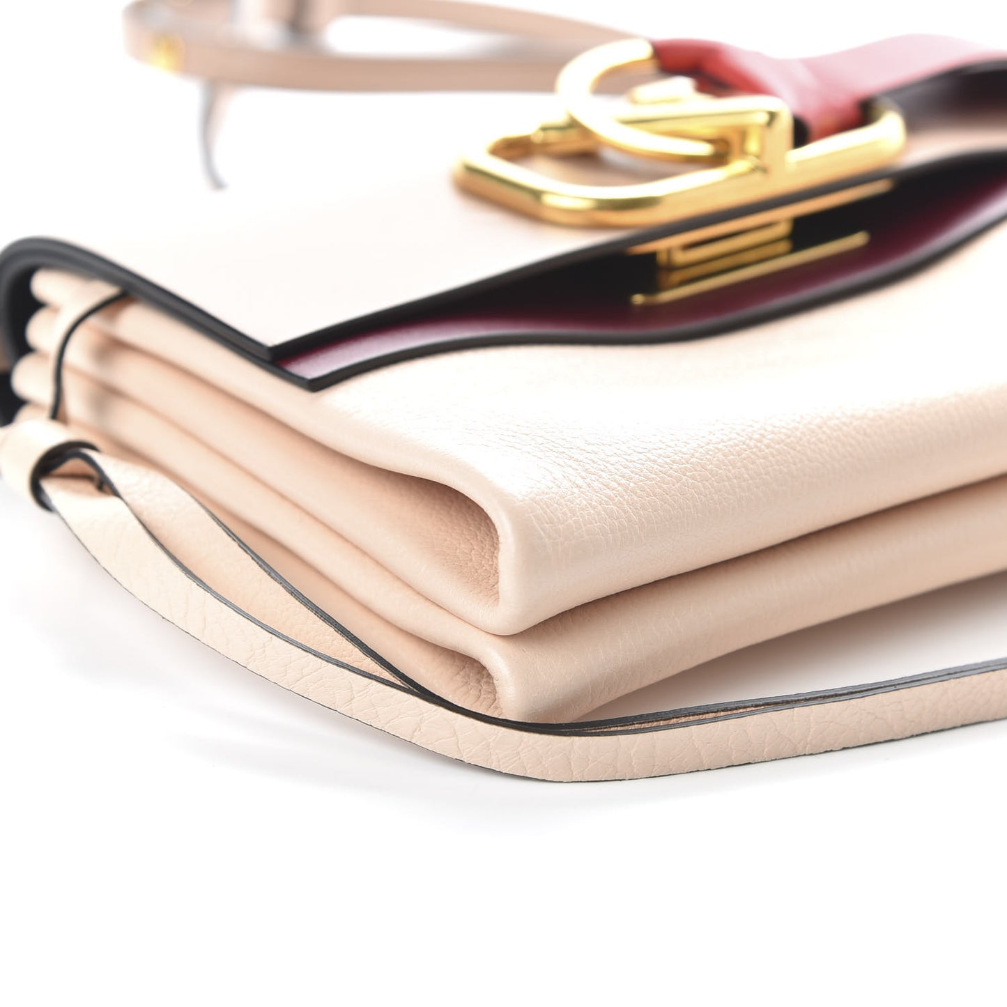 Smooth Calfskin Small VRing Crossbody Bag Rose Cannelle Light Ivory Cerise