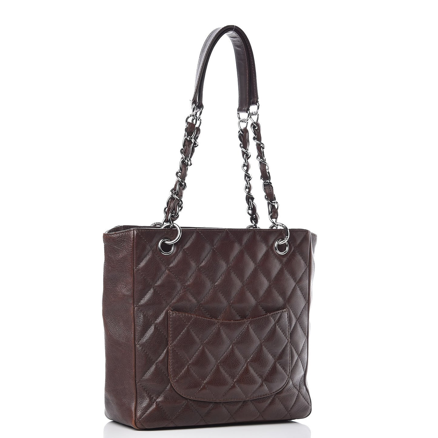 Calfskin Quilted Petit Shopping Tote PST Brown