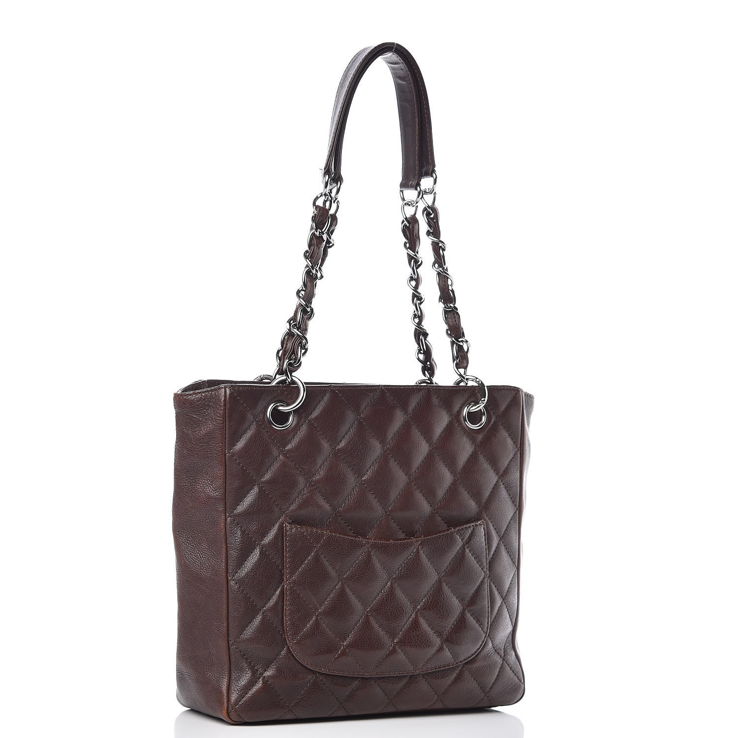 Chanel Calfskin Quilted Petit Shopping Tote PST Brown 3 of 18