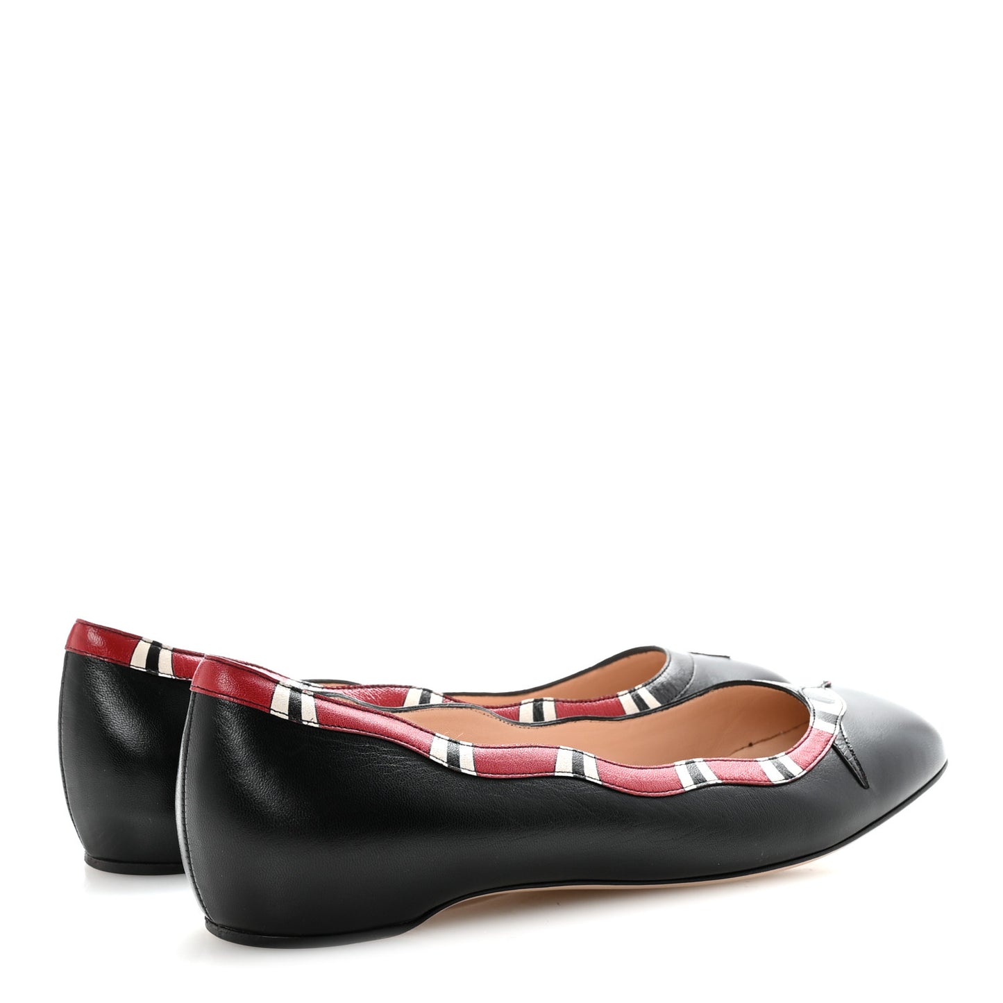 Malaga Kid Snake Ballet Flats 39 Black Hibiscus Red