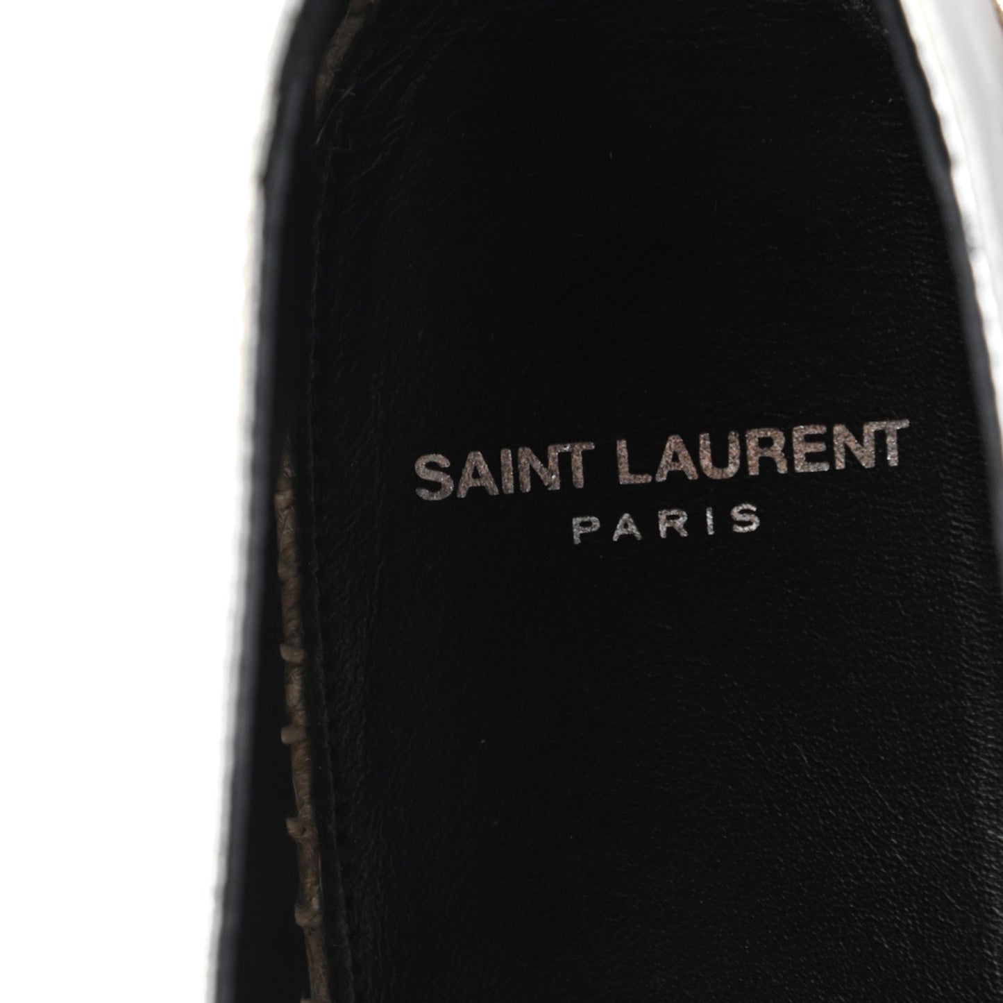 Metallic Lambskin Monogram Espadrilles 38 Argento