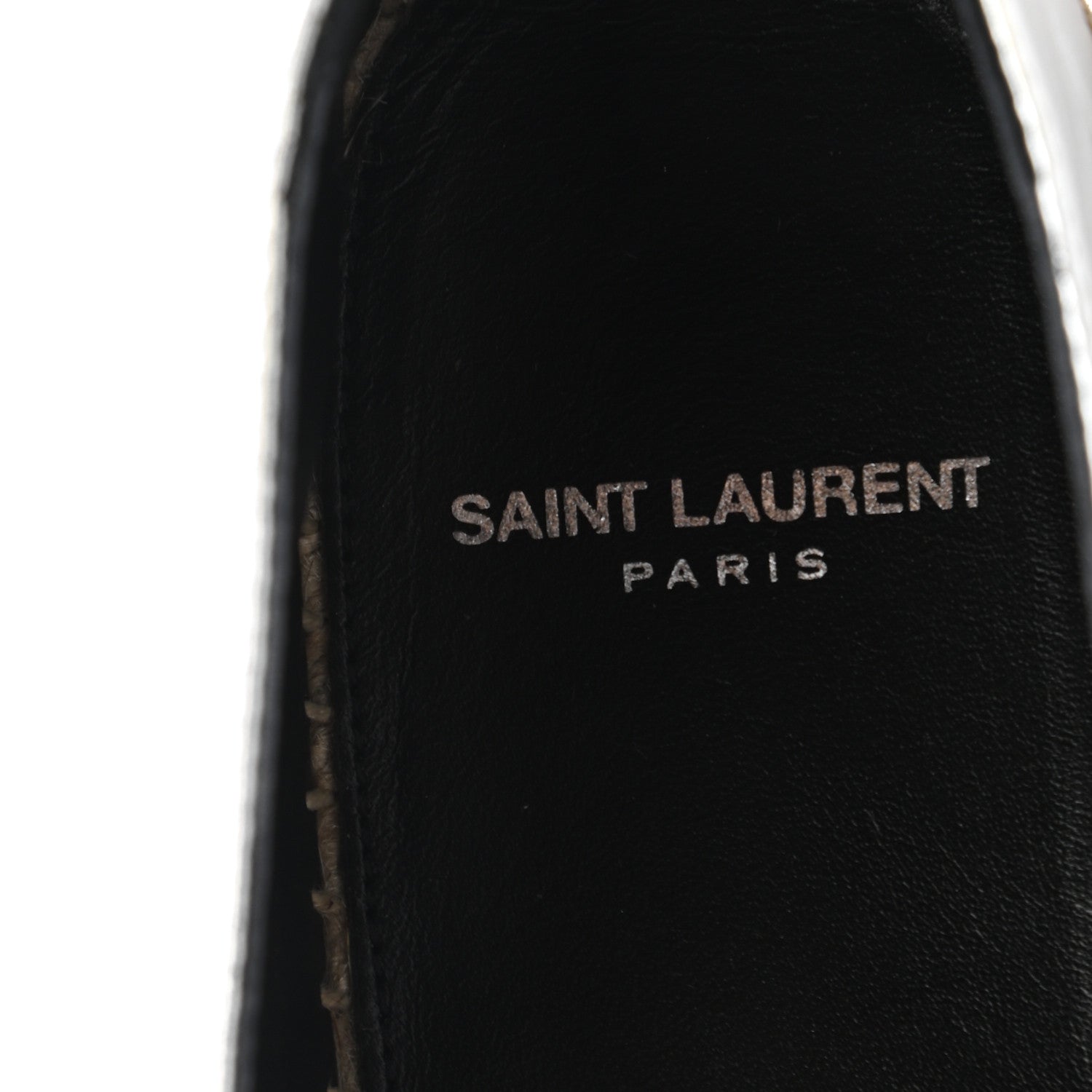 Saint Laurent Metallic Lambskin Monogram Espadrilles 38 Argento 7 of 8