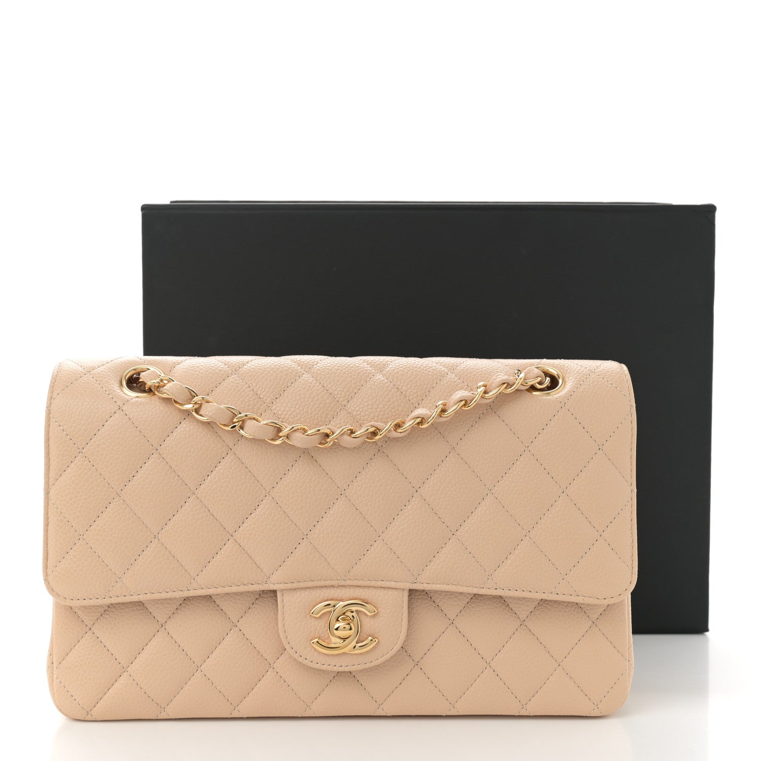 Chanel Caviar Quilted Medium Double Flap Beige 11 of 11