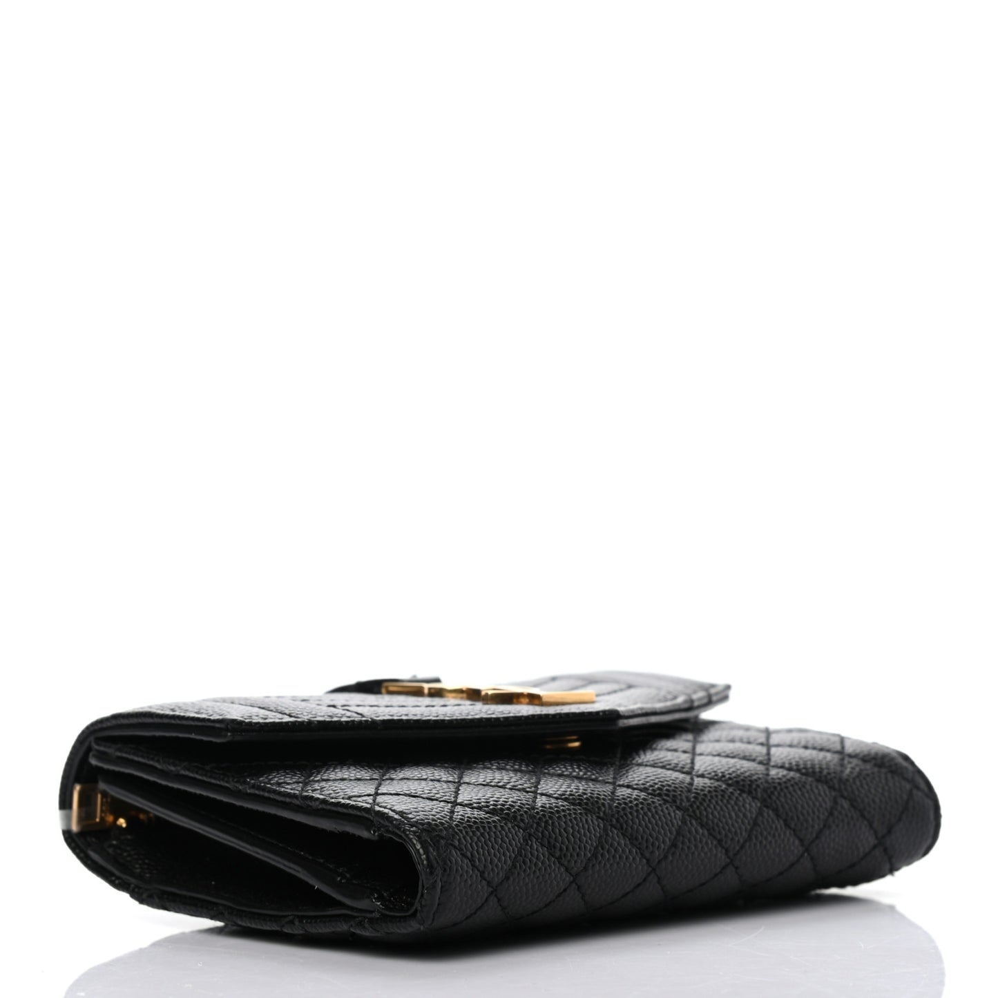 Grain De Poudre Mixed Matelasse Triquilt Monogram Compact Tri Fold Wallet Black
