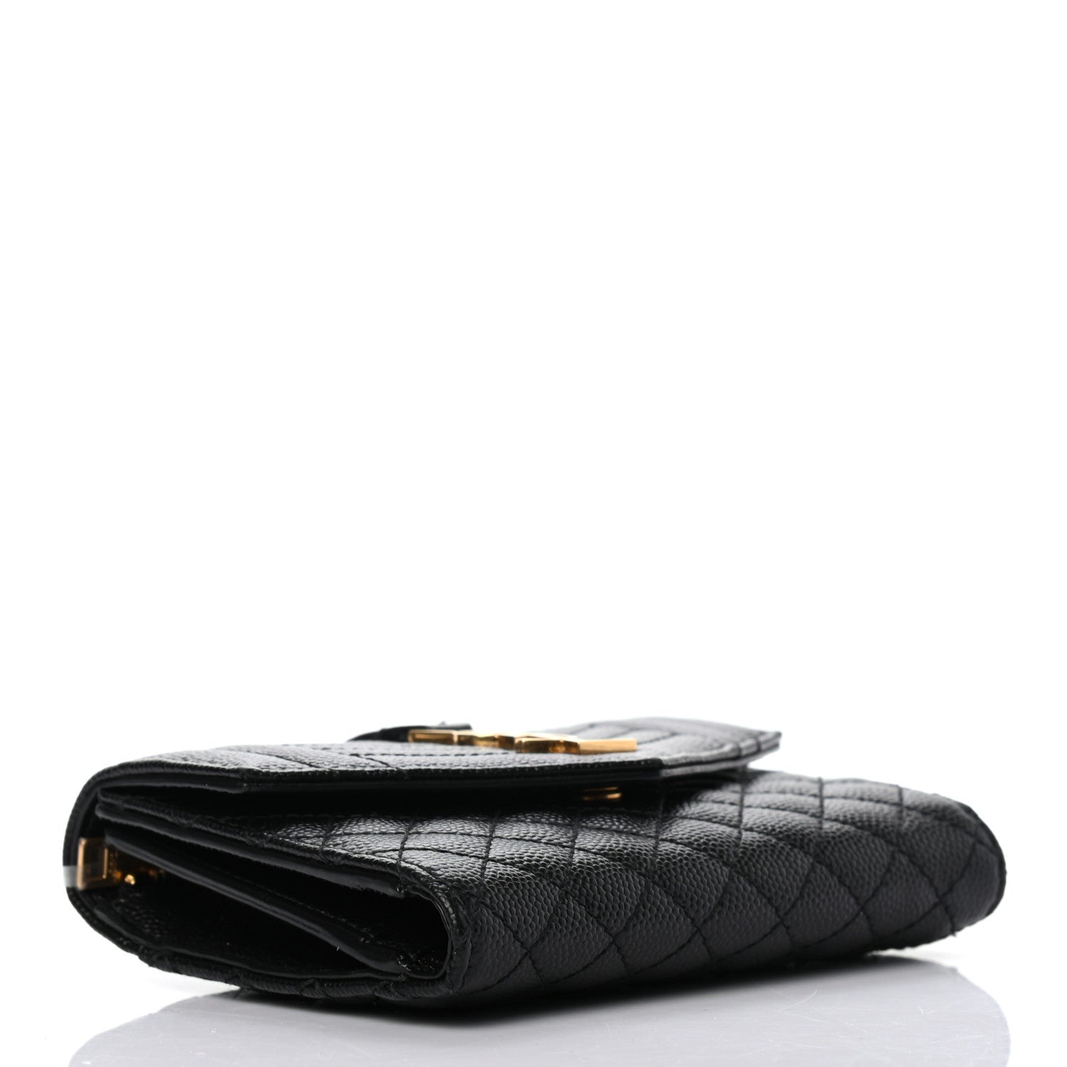 Saint Laurent Grain De Poudre Mixed Matelasse Triquilt Monogram Compact Tri Fold Wallet Black 4 of 7