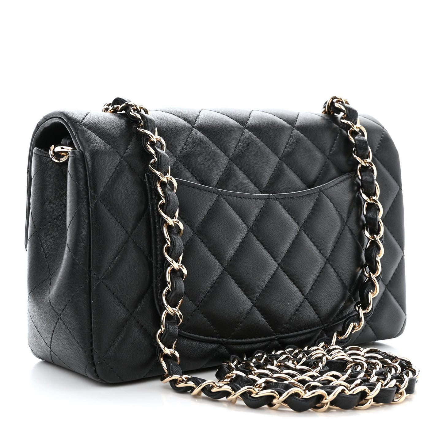 Lambskin Quilted Mini Rectangular Flap Black
