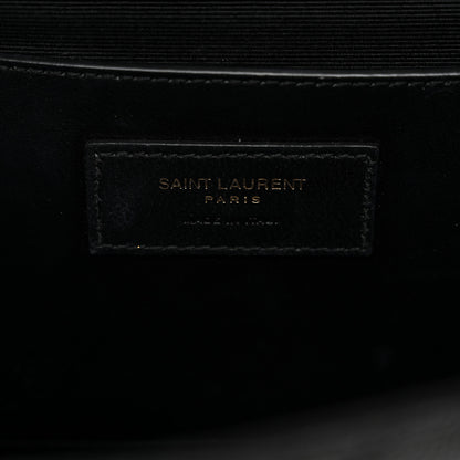 Saint Laurent Grain De Poudre Textured Mixed Matelasse Triquilt Medium Monogram Satchel Black 6 of 11