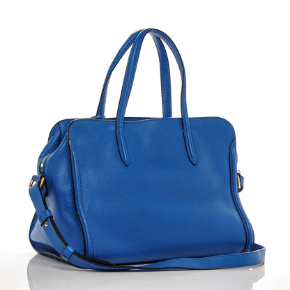 Alexander McQueen Pebbled Calfskin Small Skull Padlock Zip Around Tote Bright Blue 3 of 8