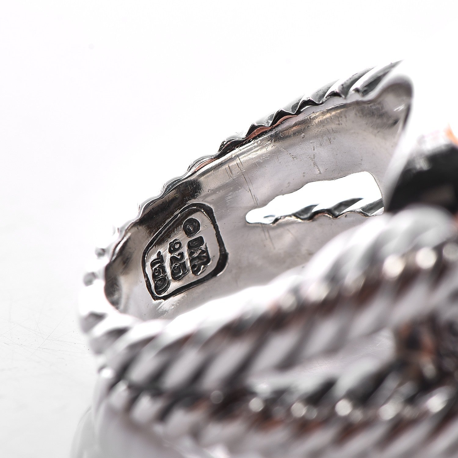 David Yurman Sterling Silver 18K Yellow Gold Diamond Smoky Quartz 14mm Albion Ring 52 6 5 of 7