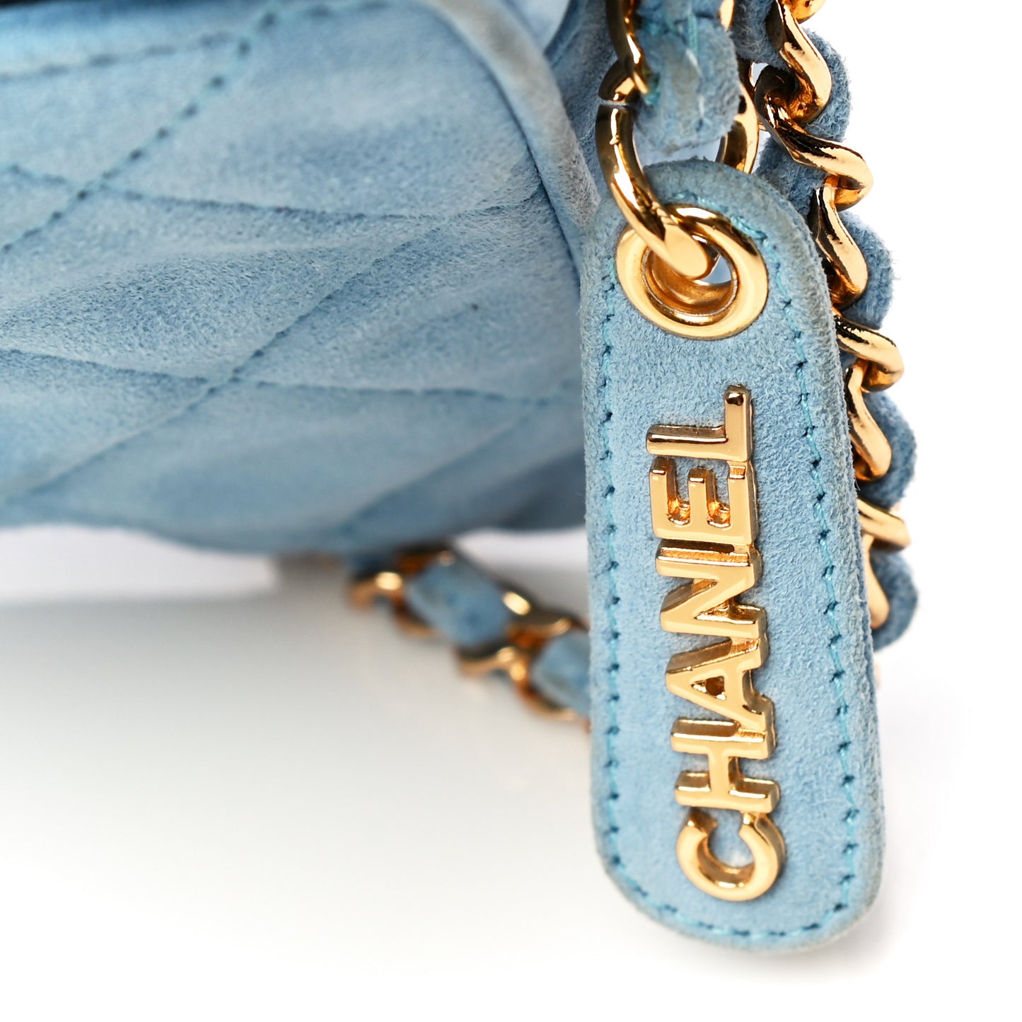Suede Quilted Shoulder Bag Light Blue