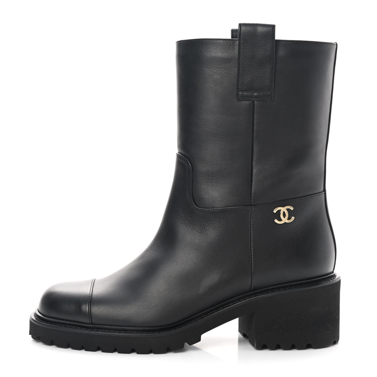Chanel Calfskin CC Ankle Boots 38 Black 1 of 11