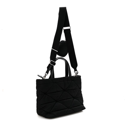 Prada Re-Nylon Nappa Triangle Quilted Padded Double Handled Zip Pocket Tote Black 3 of 9