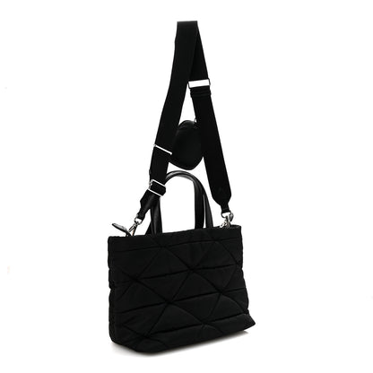 Prada Re-Nylon Nappa Triangle Quilted Padded Double Handled Zip Pocket Tote Black 3 of 9