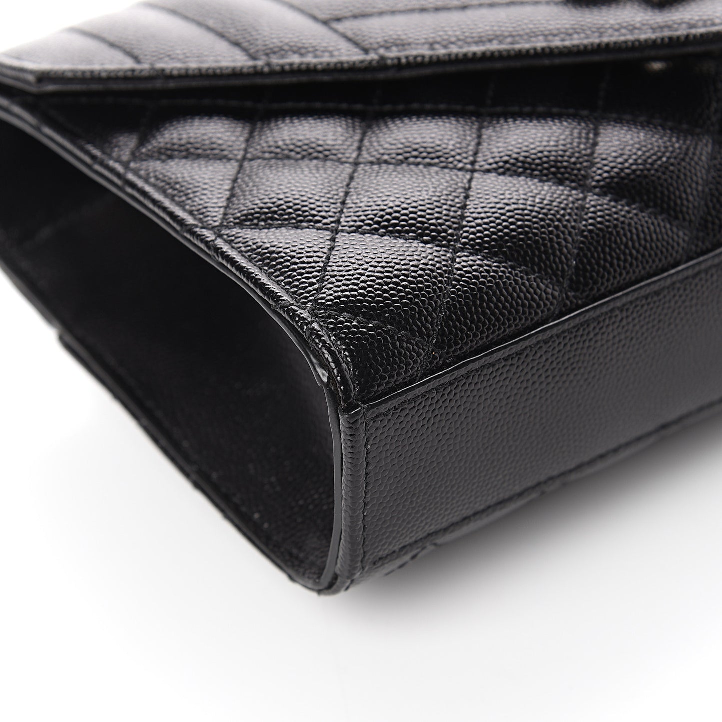 Grain De Poudre Textured Mixed Matelasse Triquilt Small Monogram Satchel Black