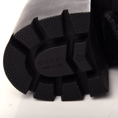 Gucci Tweed GG Monogram Lace Up Combat Ankle Boots 39.5 Black 9 of 11