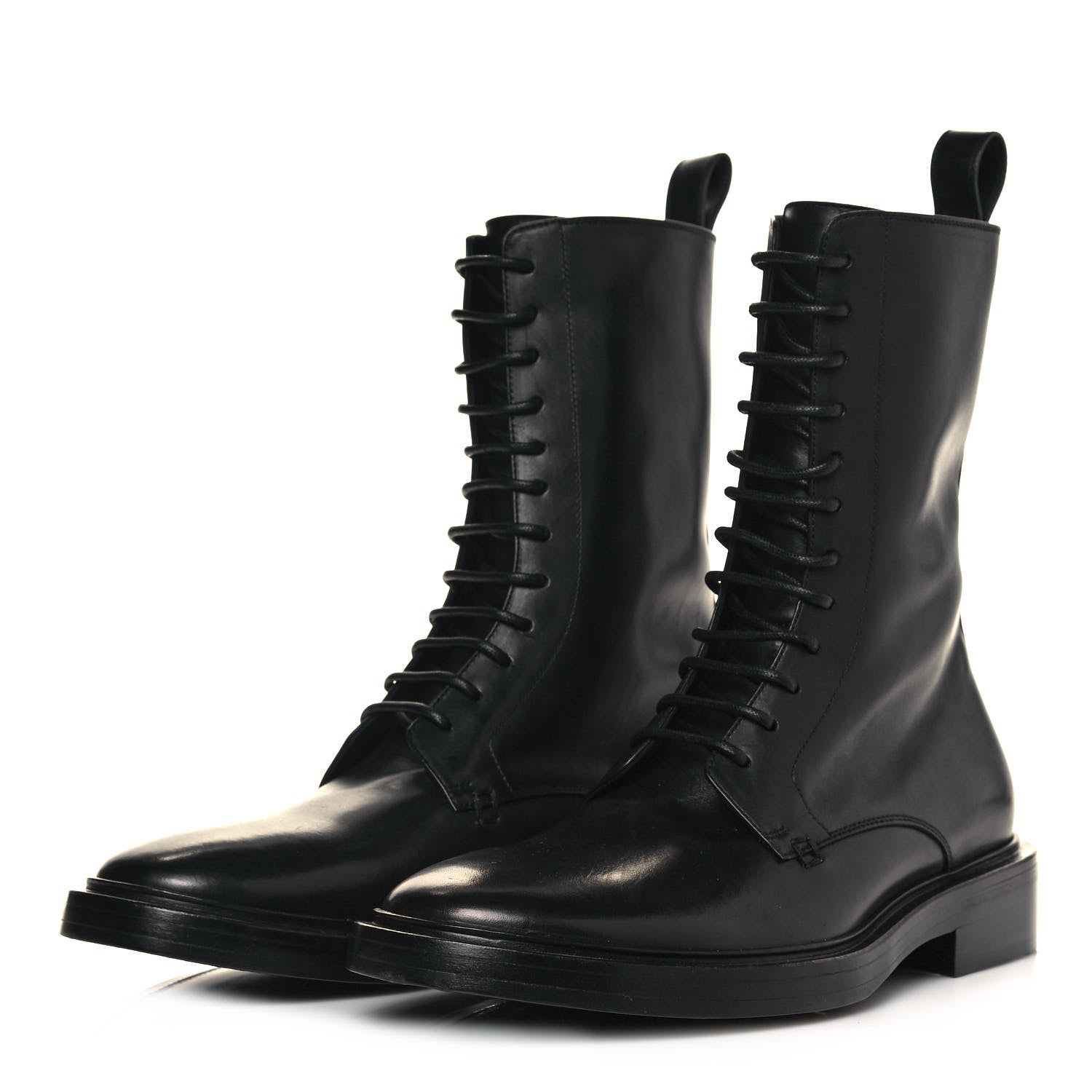 Balenciaga Calfskin Men Lace Up Combat Boots 39 Black 3 of 9