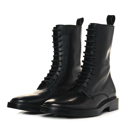 Balenciaga Calfskin Men Lace Up Combat Boots 39 Black 3 of 9