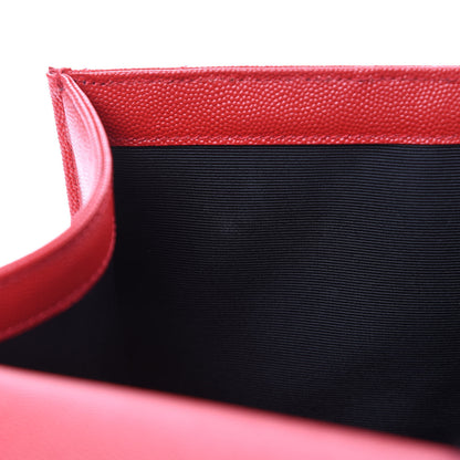 Saint Laurent Grain De Poudre Matelasse Chevron Large Monogram Satchel Lipstick Red 7 of 10