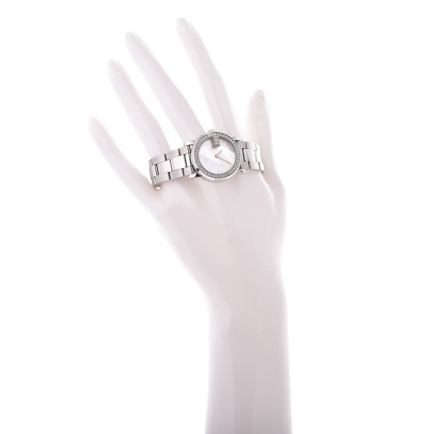 Stainless Steel Diamond Bezel Mother of Pearl 27mm 101L Quartz Watch