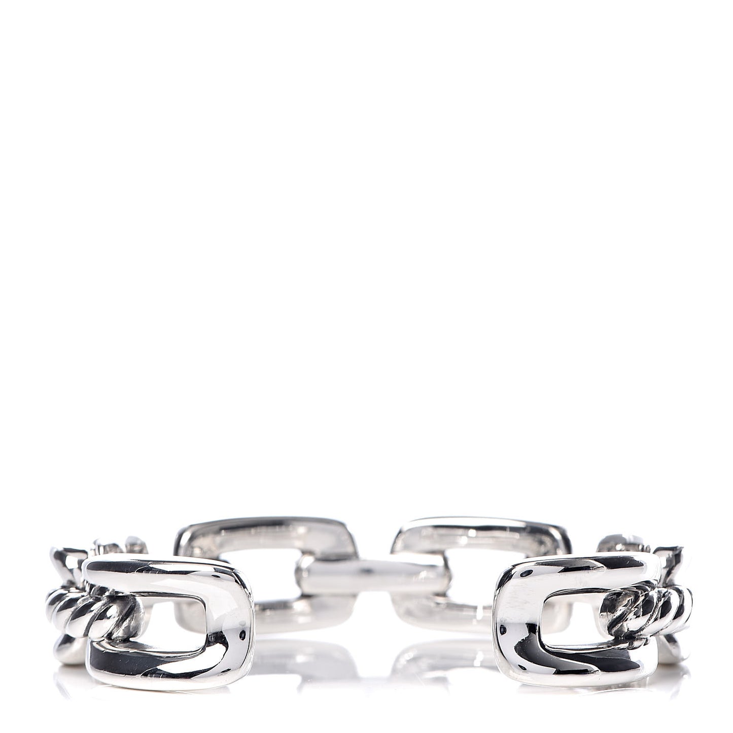 Sterling Silver Diamond 14mm Wellesley Link Cuff Bracelet