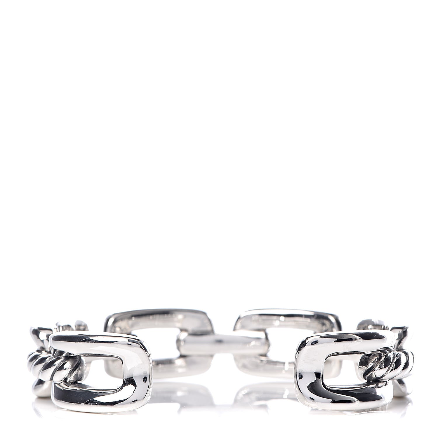 David Yurman Sterling Silver Diamond 14mm Wellesley Link Cuff Bracelet 3 of 4